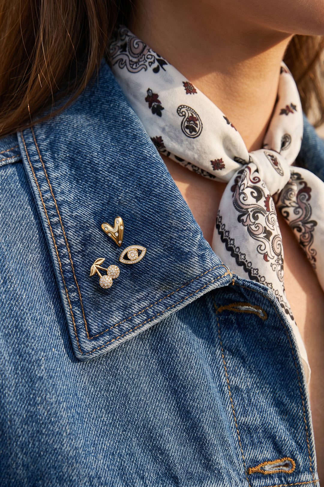 Broches con forma de corazón, sencillos, de acero inoxidable, accesorios para el día a día.