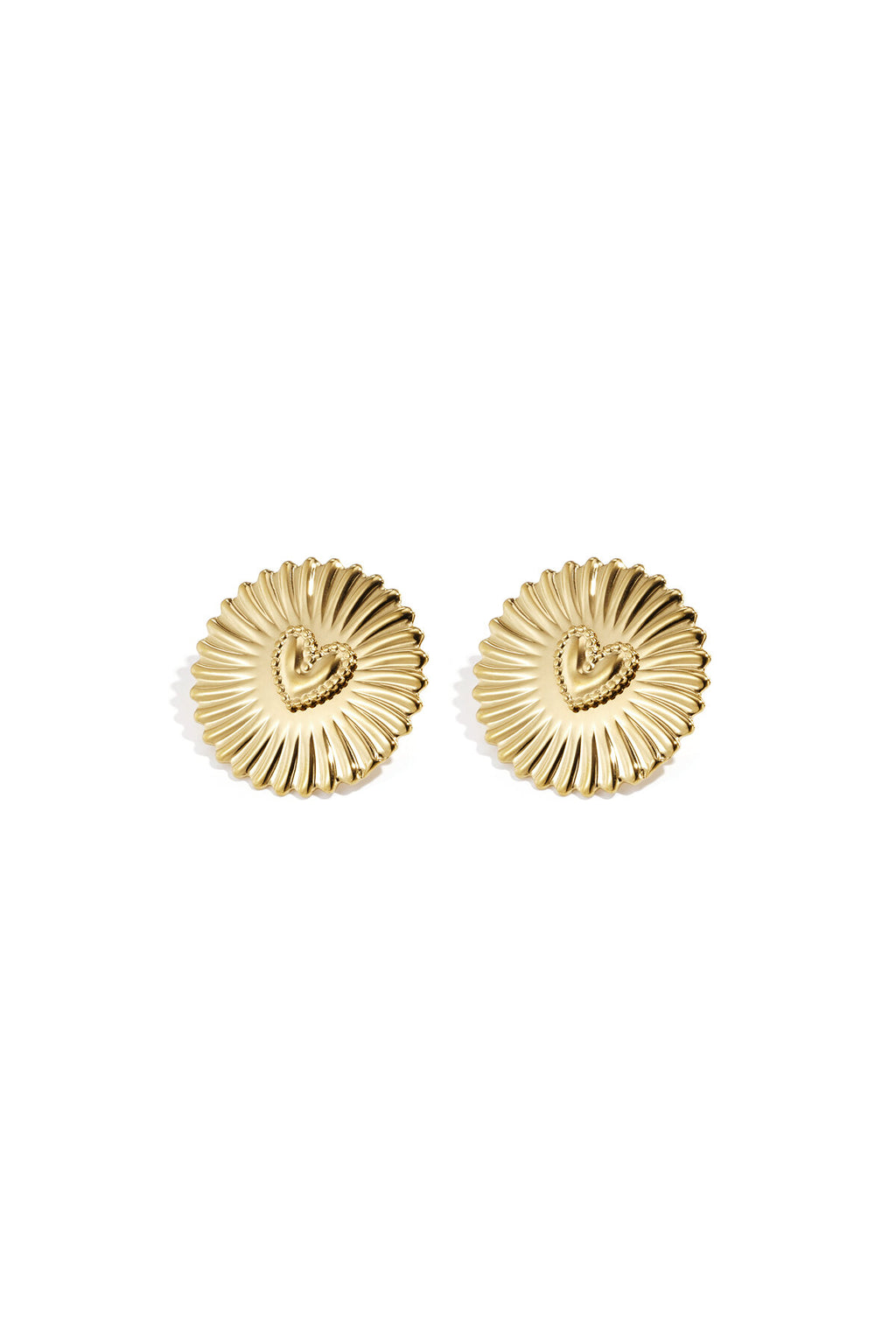 Elegant Gold Retro Heart Stud Earrings for Women