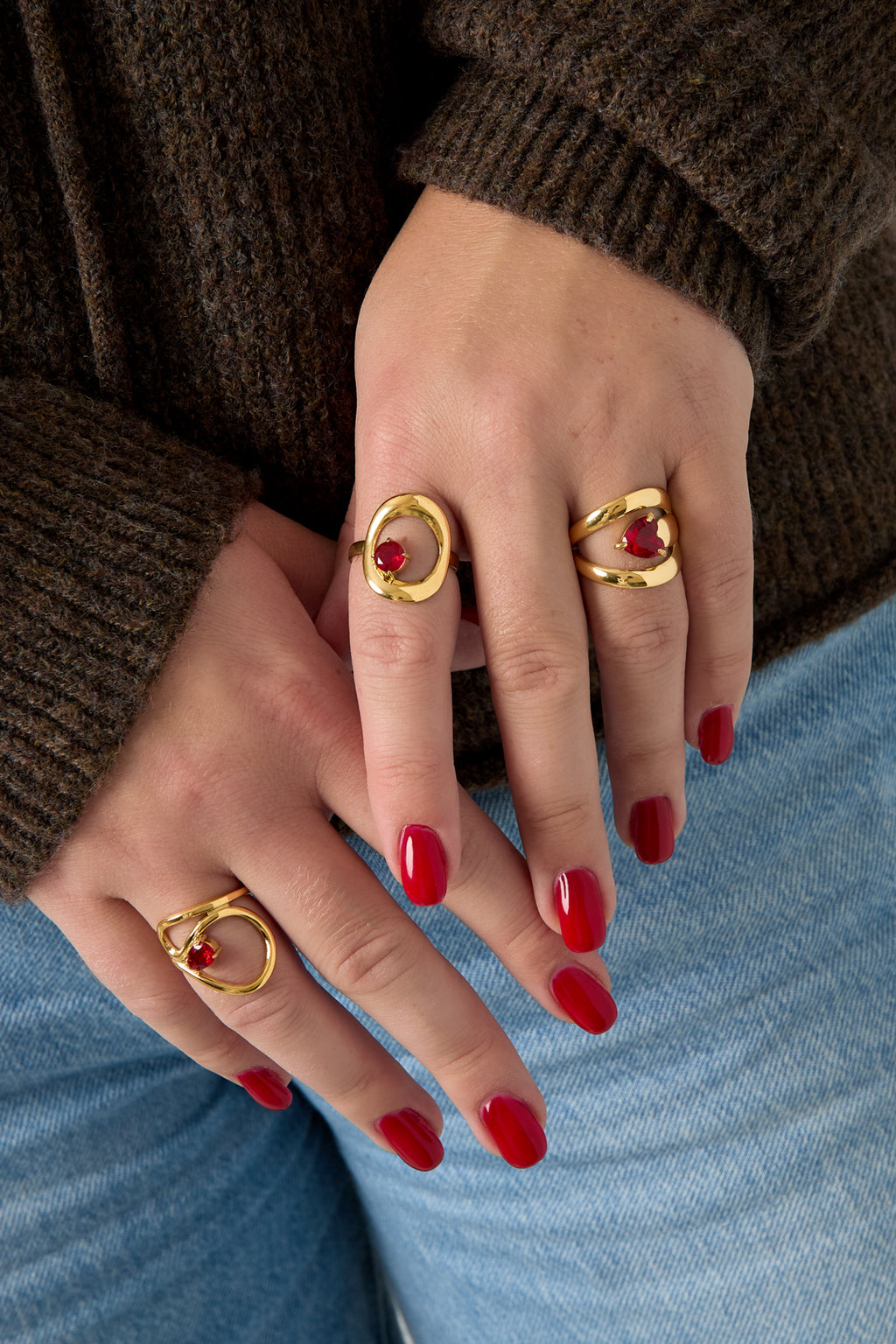 Anillos minimalistas de acero inoxidable, estilo circular, informales, de la serie Simple para uso diario. Joyería para mujer.