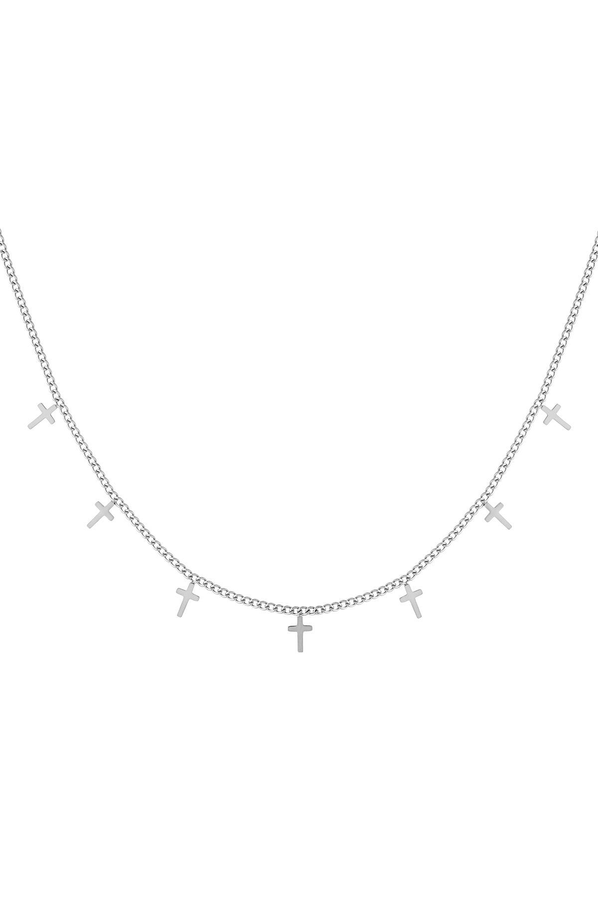 Elegant Cross Short Necklace in Silver & Gold
