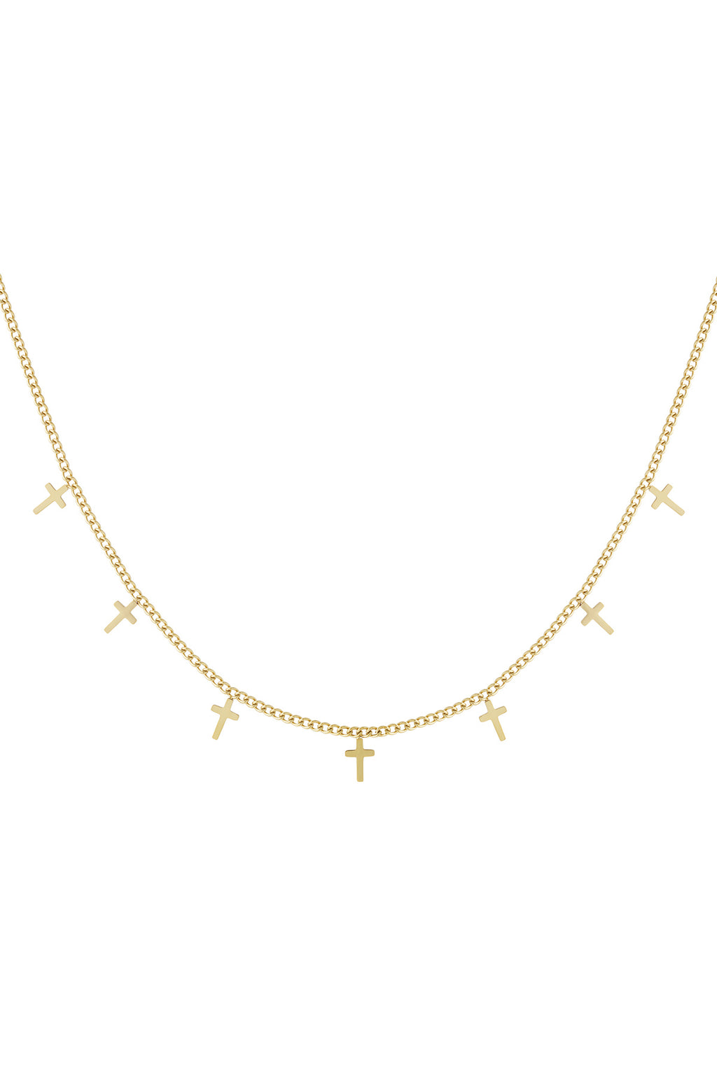 Elegant Cross Short Necklace in Silver & Gold