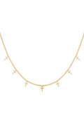Elegant Cross Short Necklace in Silver & Gold