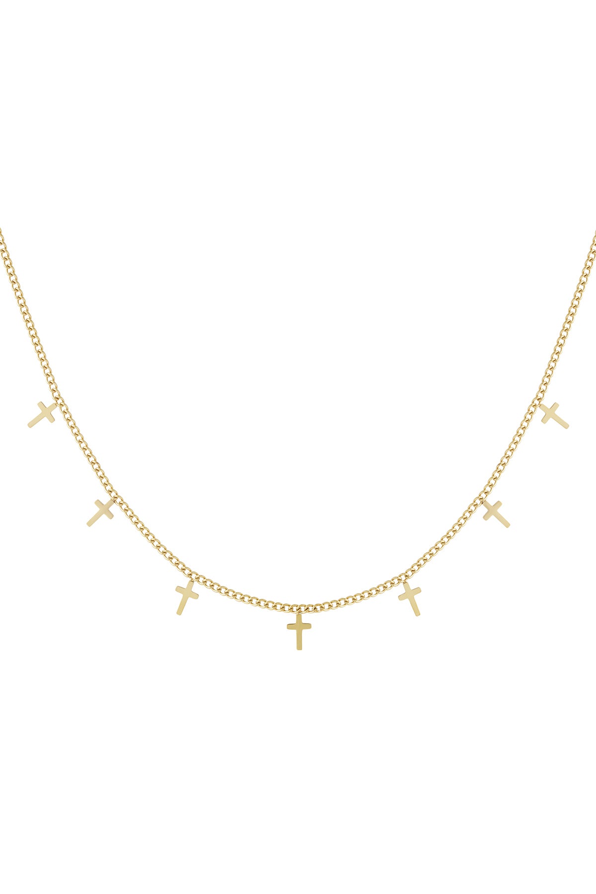 Elegant Cross Short Necklace in Silver & Gold