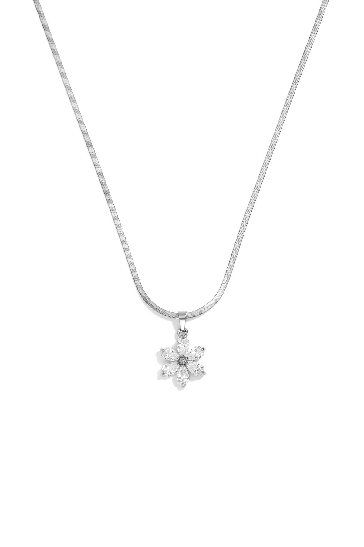 Collares con colgante de acero inoxidable con diseño floral sencillo de la serie Daily Simple para mujer.