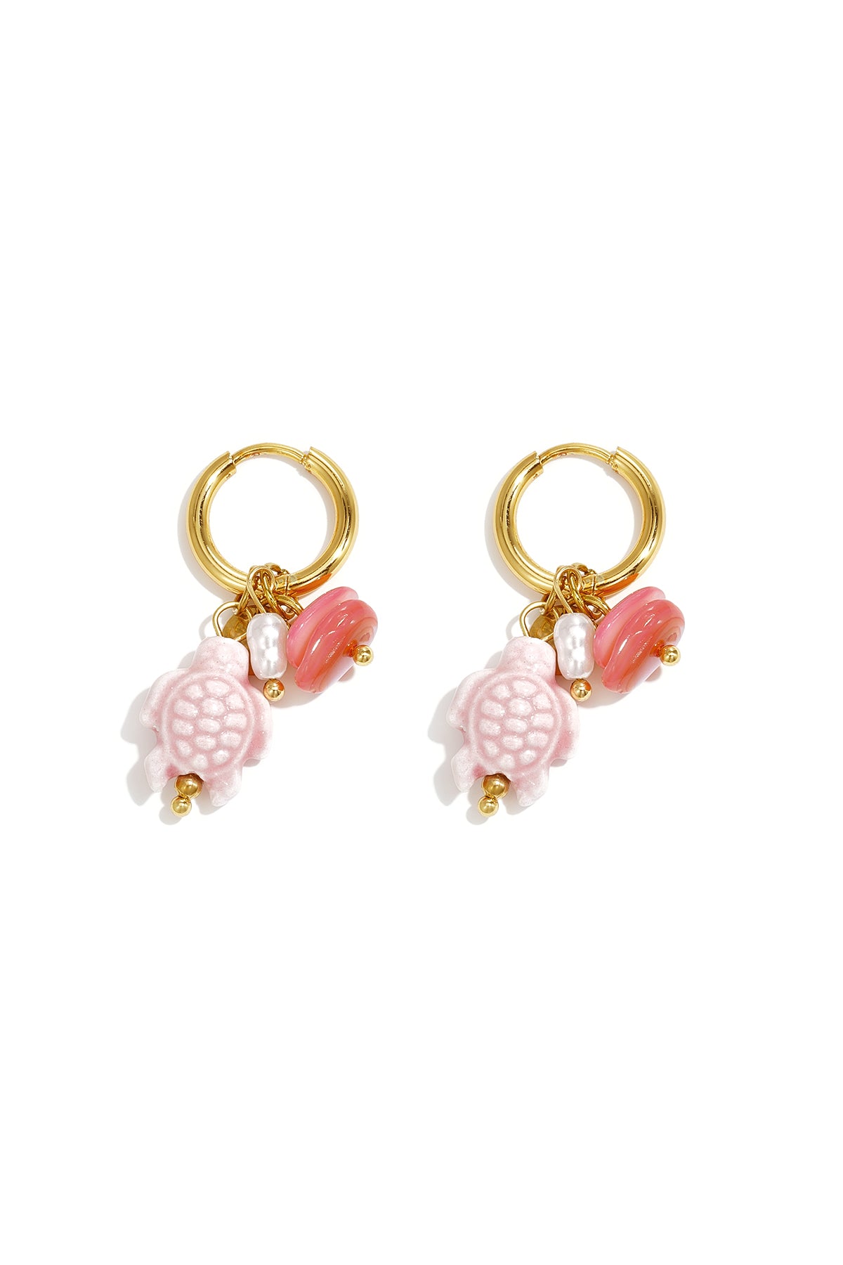 Pendientes de acero inoxidable chapados en oro de 14 quilates con cuentas, diseño de animales, ideales para vacaciones, reuniones o fiestas. Serie romántica para mujer.
