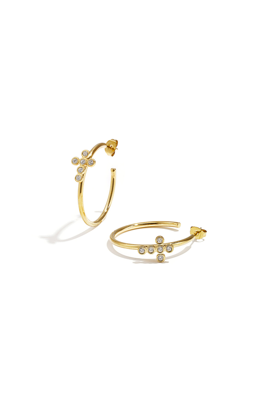 Pendientes de aro de acero inoxidable con cruz, serie Simple Simple, joyería para mujer