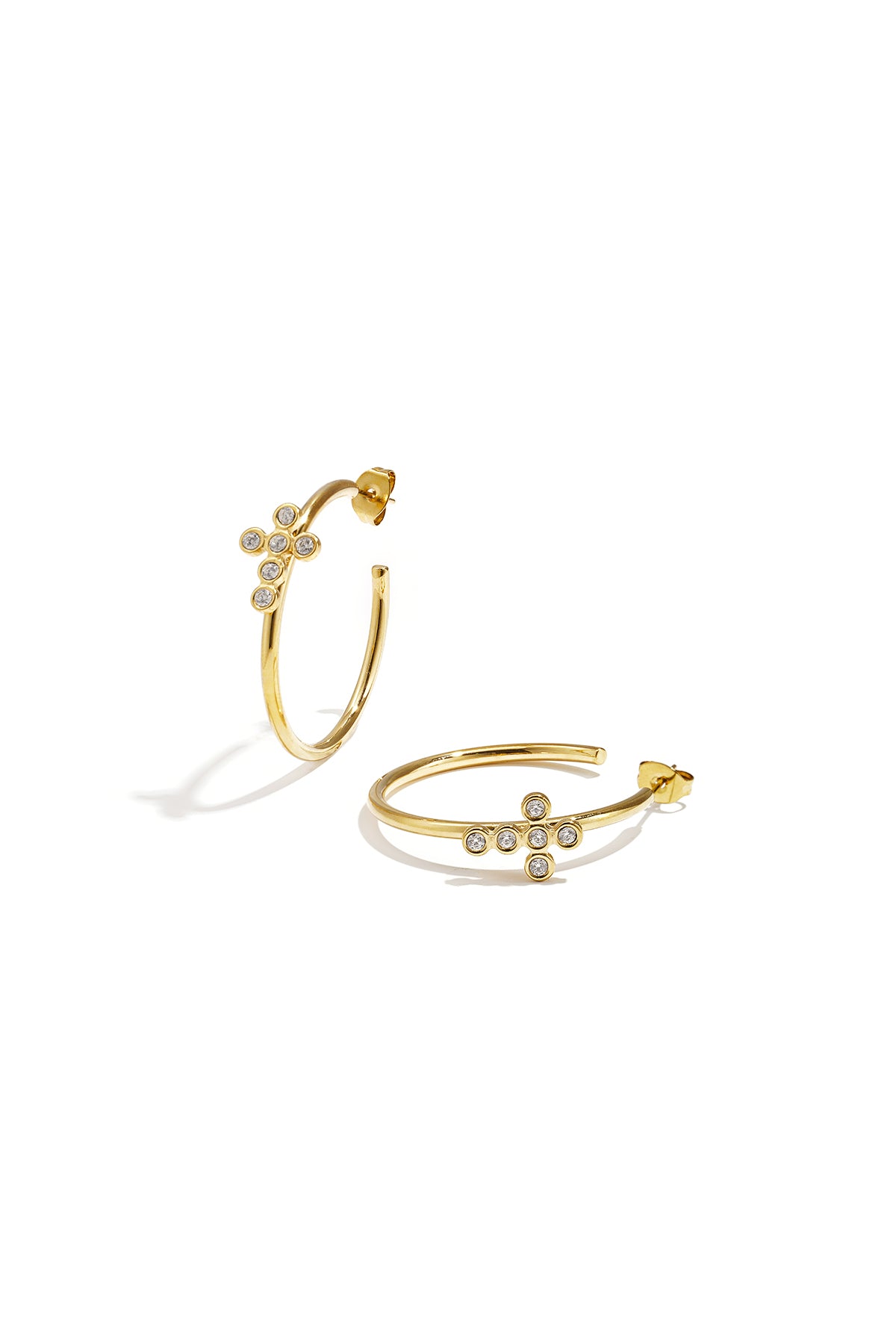 Pendientes de aro de acero inoxidable con cruz, serie Simple Simple, joyería para mujer
