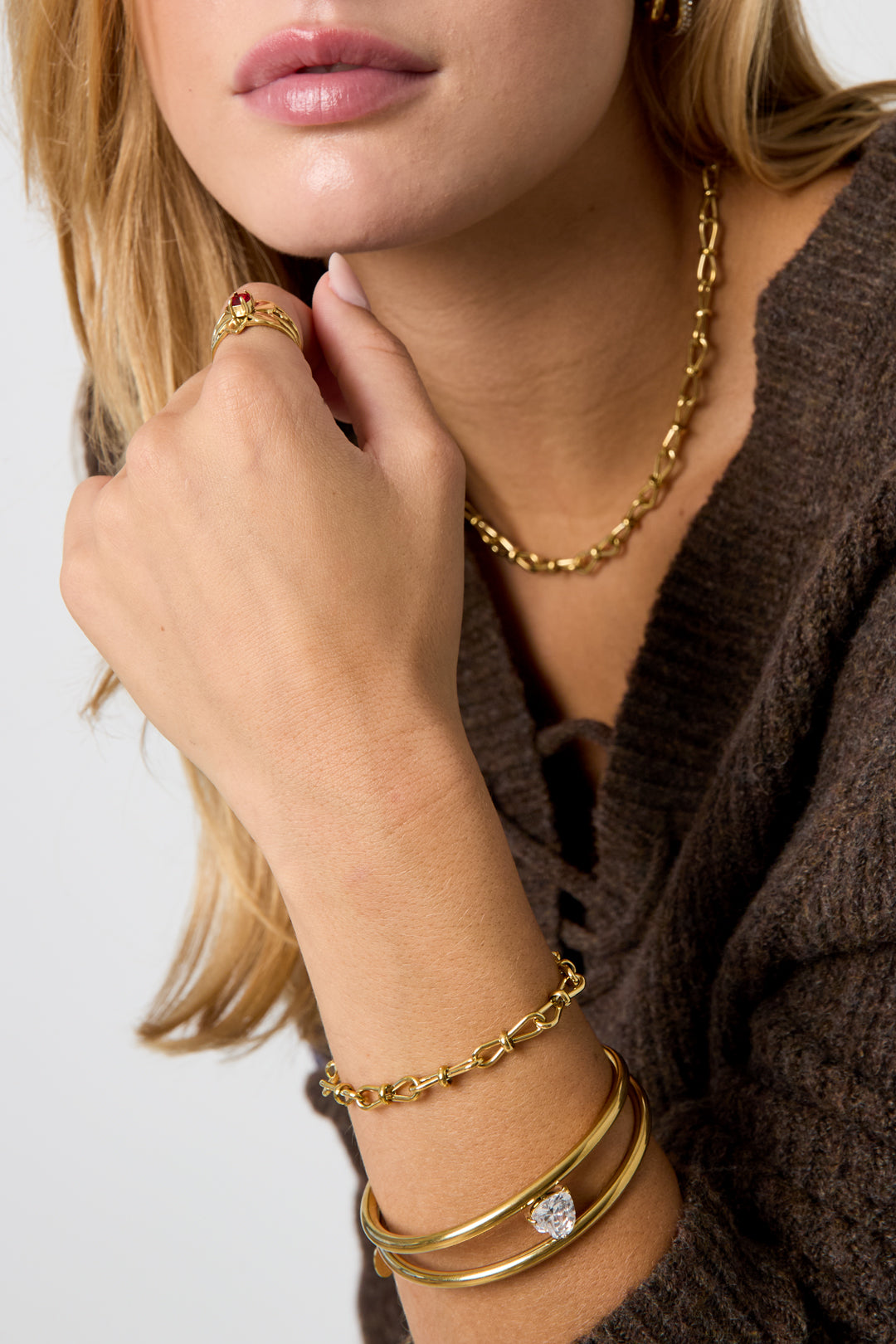 Pulseras de cadena de acero inoxidable, cadena sencilla para uso diario, serie sencilla, joyería para mujer
