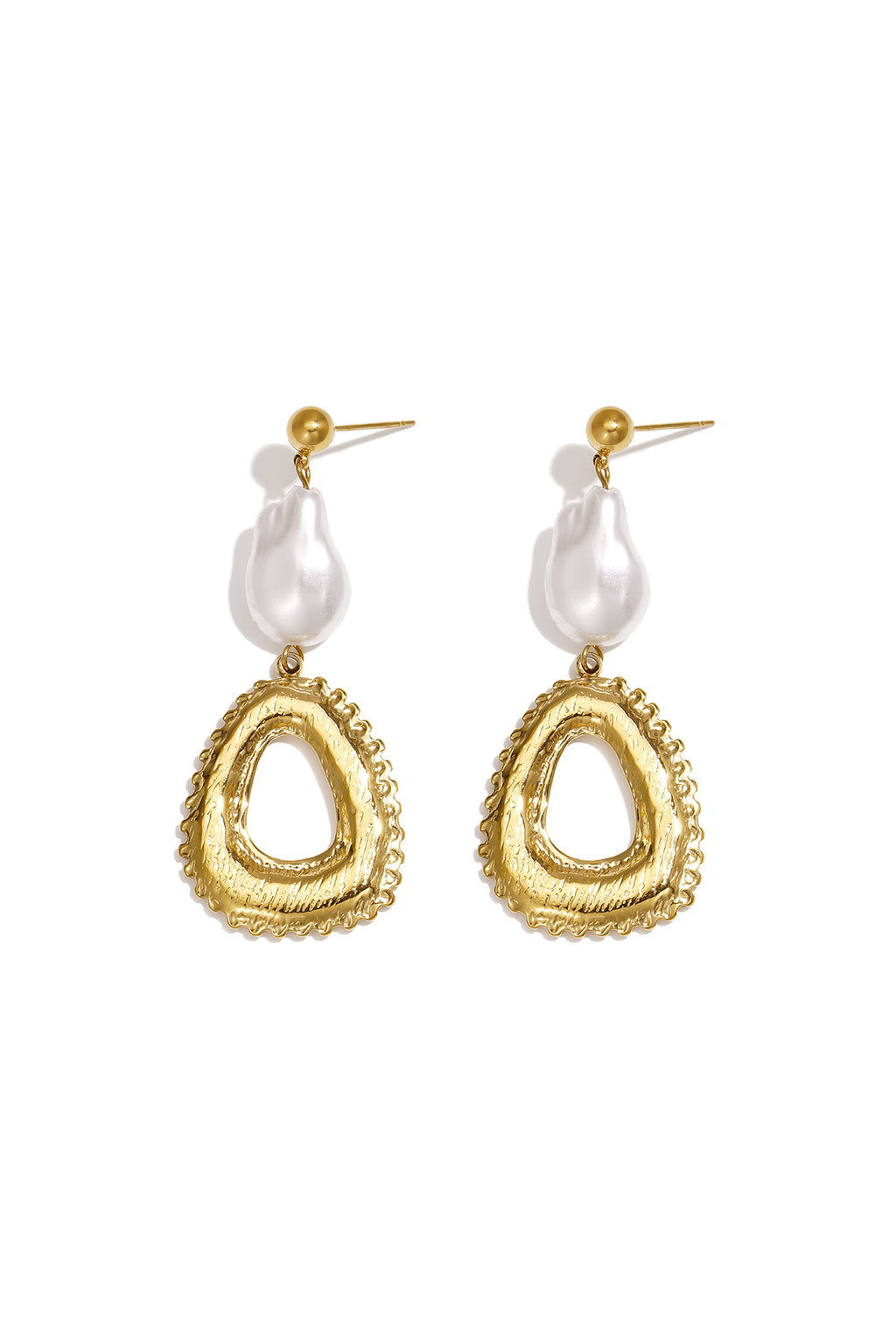 Pendientes colgantes de acero inoxidable con forma elíptica, estilo casual y sencillo, de la serie de joyería para mujer.