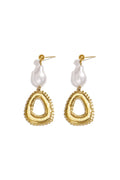 Pendientes colgantes de acero inoxidable con forma elíptica, estilo casual y sencillo, de la serie de joyería para mujer.