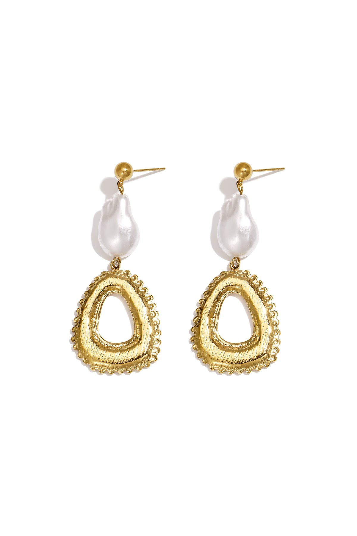 Pendientes colgantes de acero inoxidable con forma elíptica, estilo casual y sencillo, de la serie de joyería para mujer.