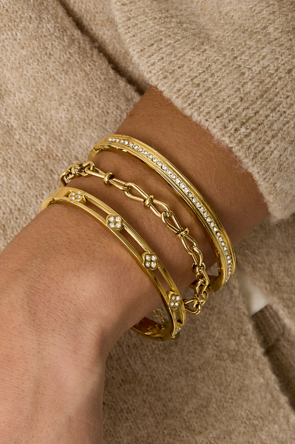Pulseras de acero inoxidable Clover Simple Daily Simple Series Joyería para mujer