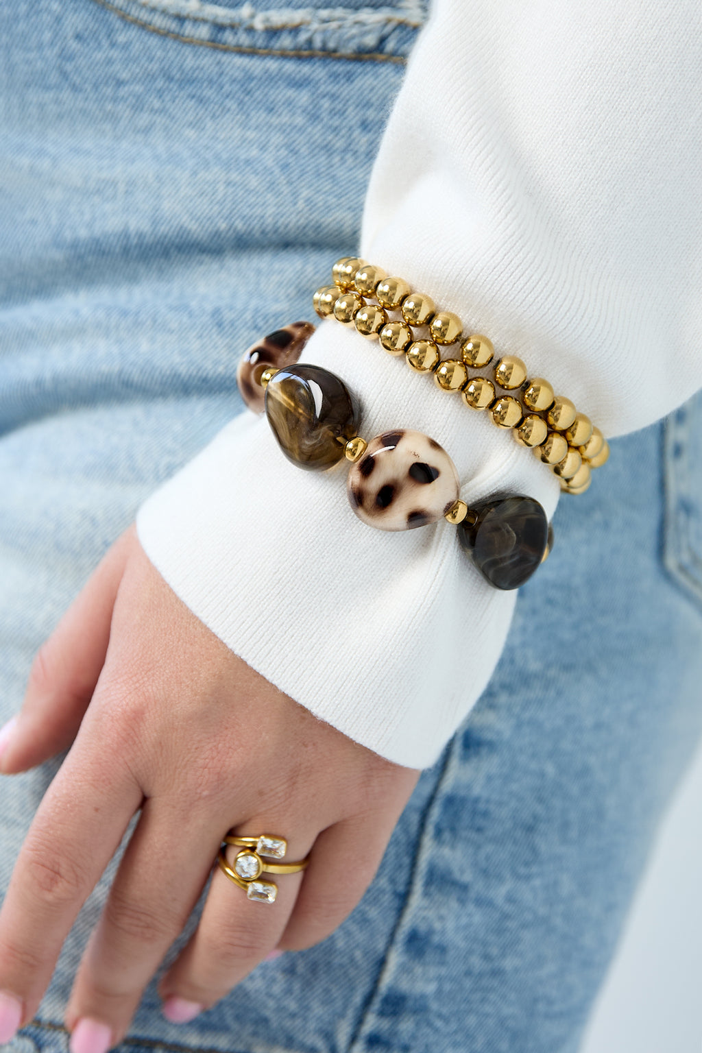 Pulseras de cuentas acrílicas de forma irregular, sencillas, de la serie Simple Daily, joyería para mujer