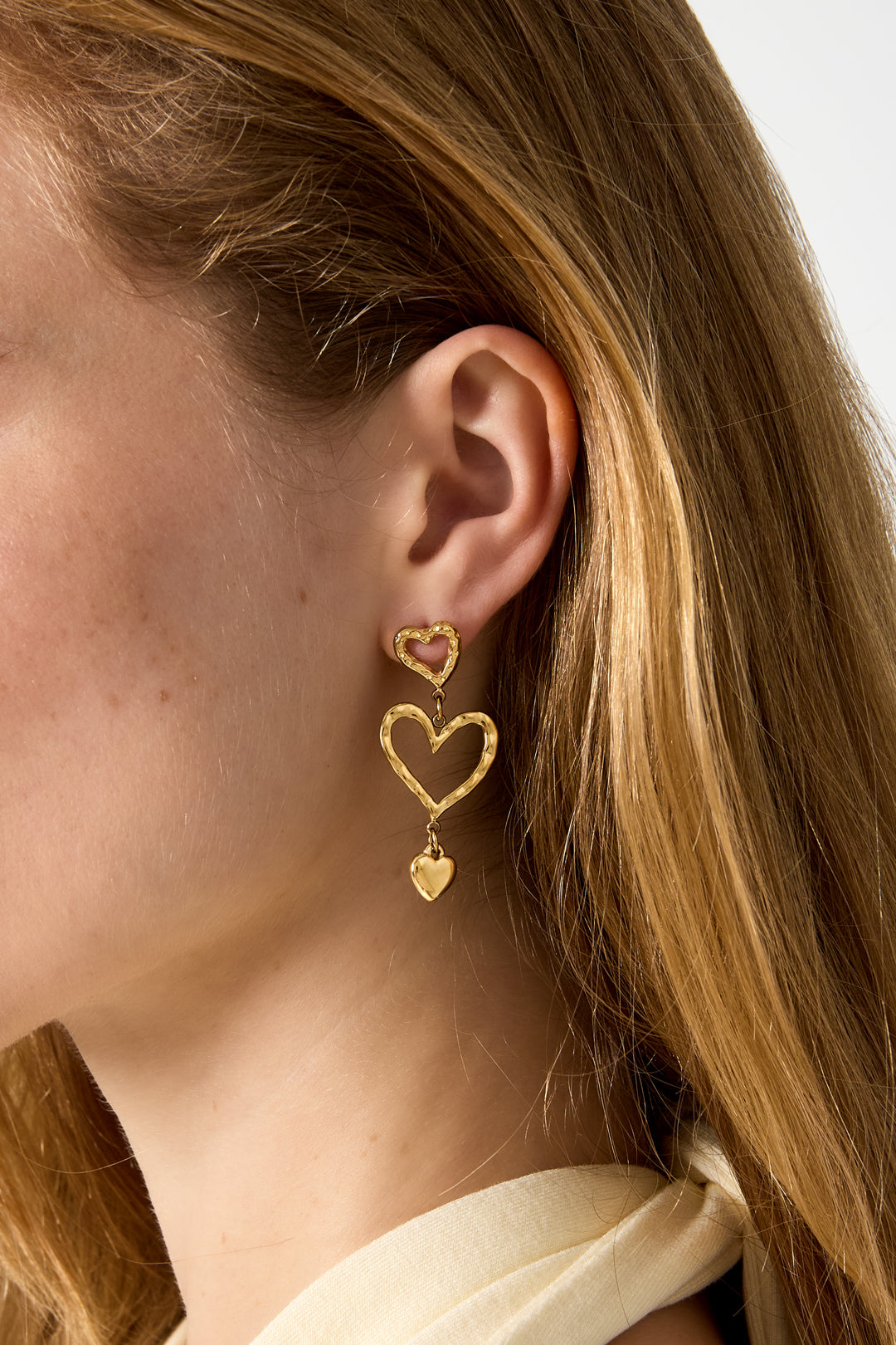 Pendientes colgantes de acero inoxidable con forma de corazón, estilo casual y sencillo para el día a día. Joyería para mujer.