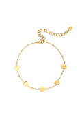 Elegant Gold Color Heart Chain Bracelet for Women