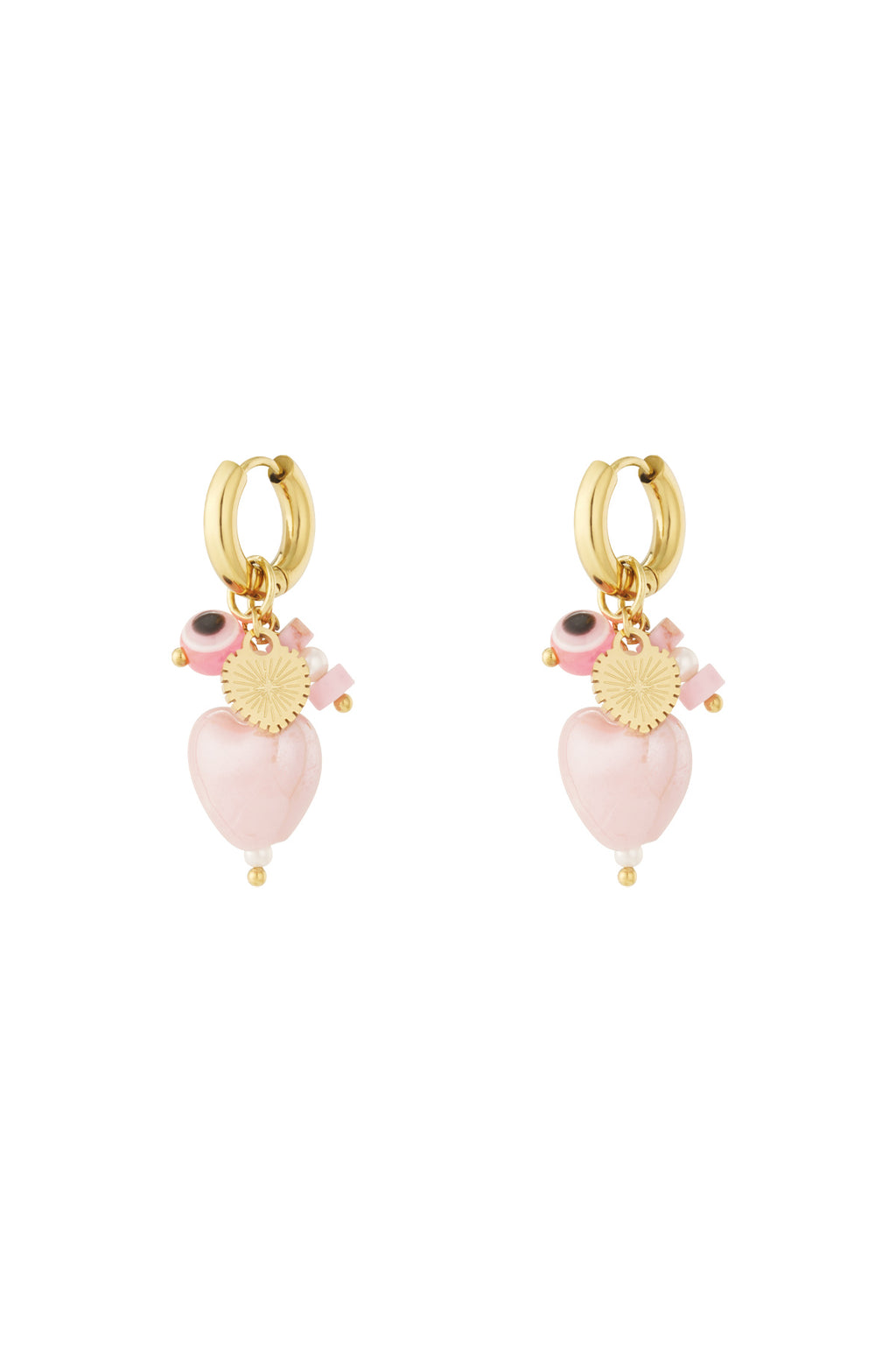 Charming 14K Gold Plated Heart Drop Earrings