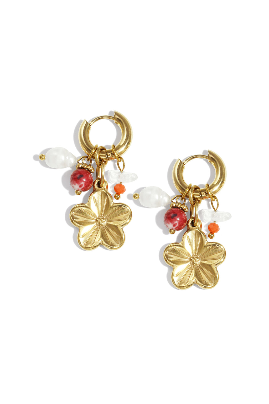 Pendientes colgantes de acero inoxidable con diseño de flores, estilo casual, diario, sencillo, para mujer.