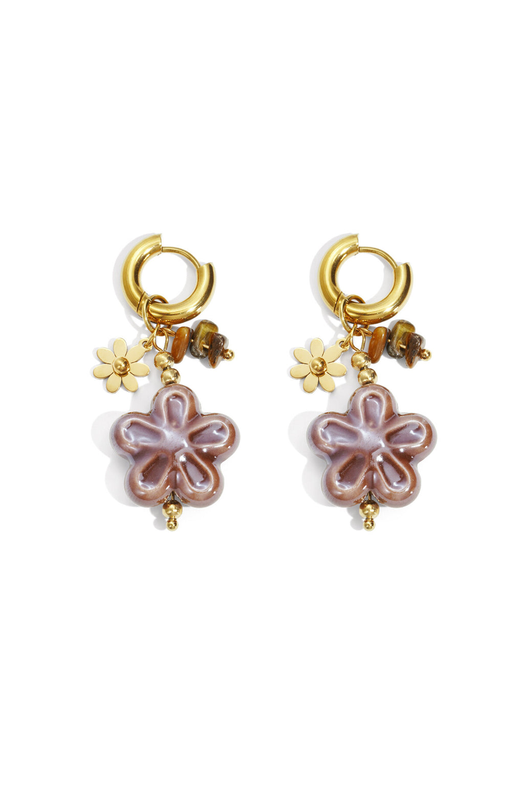 Stylish Stainless Steel Flower Drop Earrings for Women