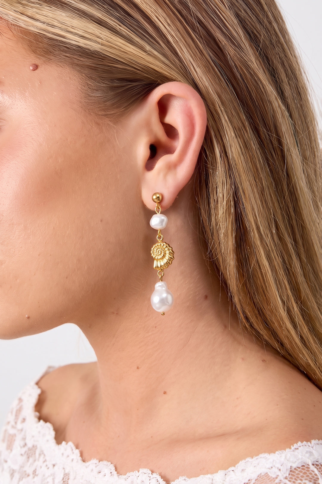 Pendientes colgantes de acero inoxidable con forma de concha, de la serie Simple Daily Simple, joyería para mujer.