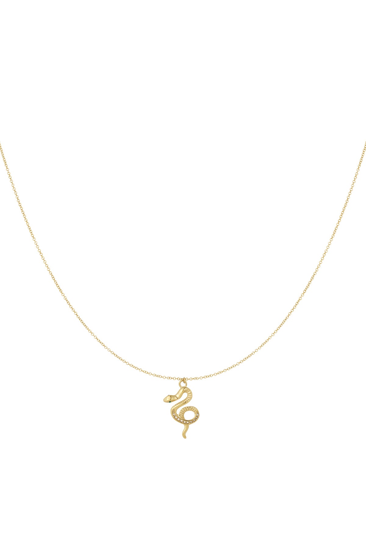 Elegant Rhinestone Snake Pendant Necklace, Silver & Gold