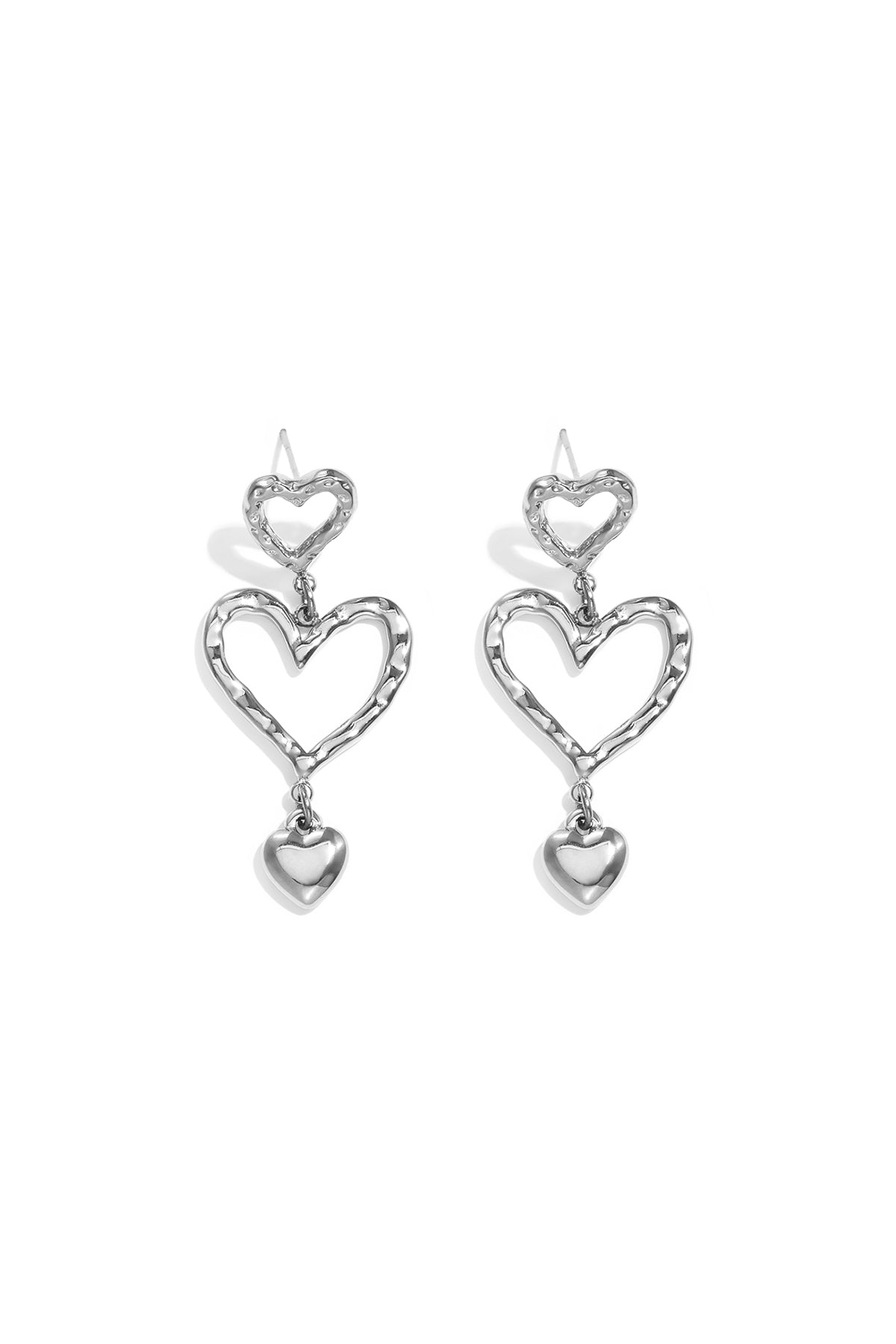 Pendientes colgantes de acero inoxidable con forma de corazón, estilo casual y sencillo para el día a día. Joyería para mujer.
