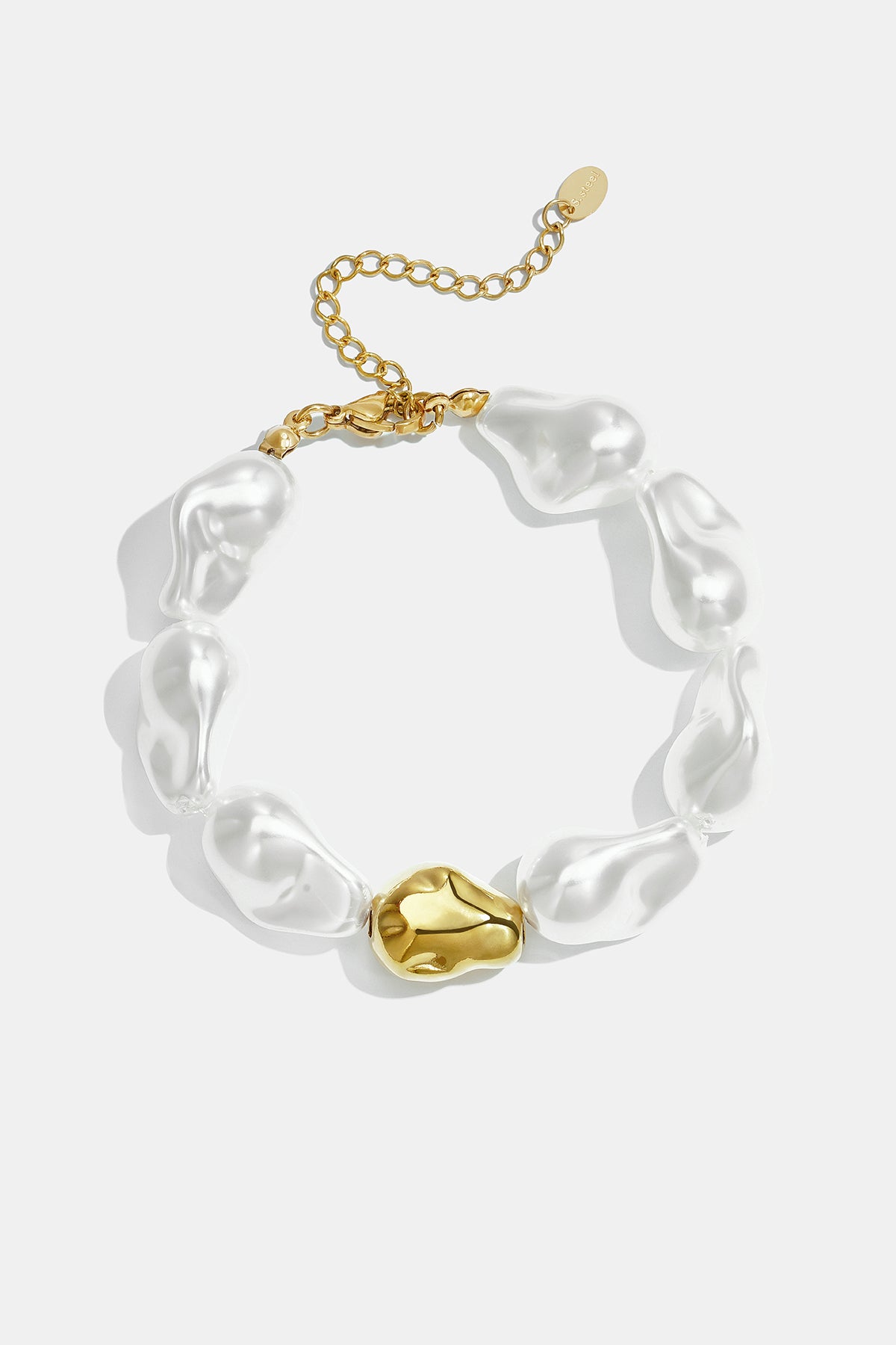 Pulseras de acero inoxidable con cuentas, forma irregular, sencillas, de la serie Simple Daily, joyería para mujer.