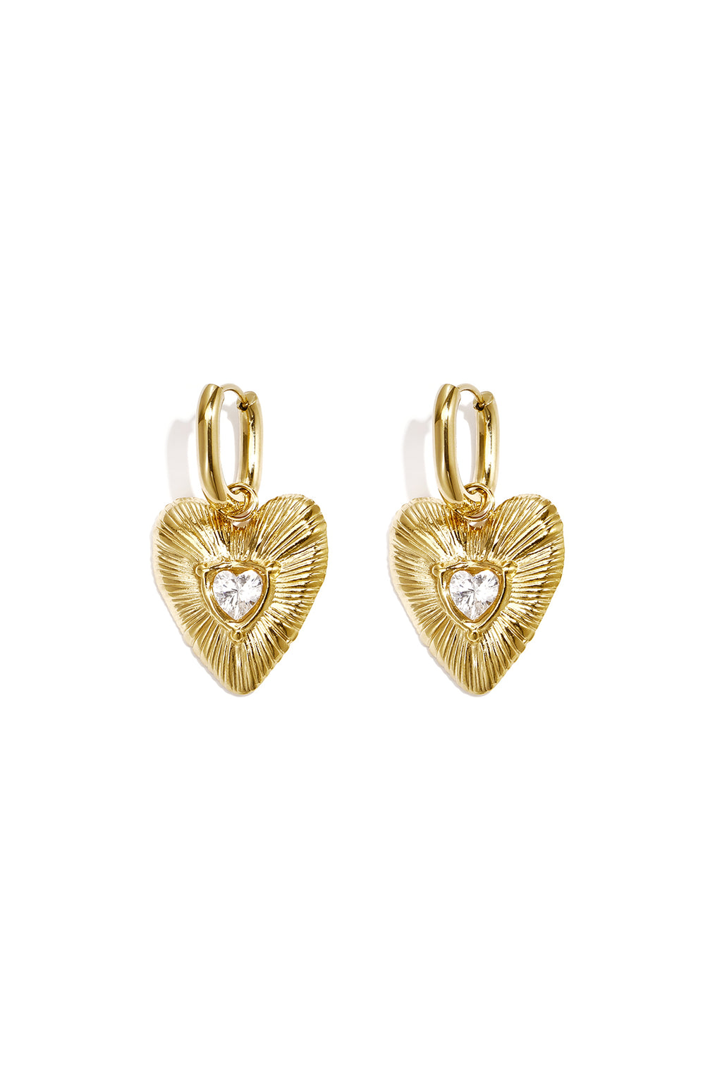 Pendientes colgantes de acero inoxidable chapados en oro de 14 quilates con forma de corazón, de la serie Simple Daily Simple, joyería para mujer.