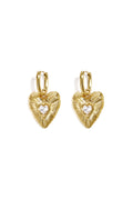 Pendientes colgantes de acero inoxidable chapados en oro de 14 quilates con forma de corazón, de la serie Simple Daily Simple, joyería para mujer.