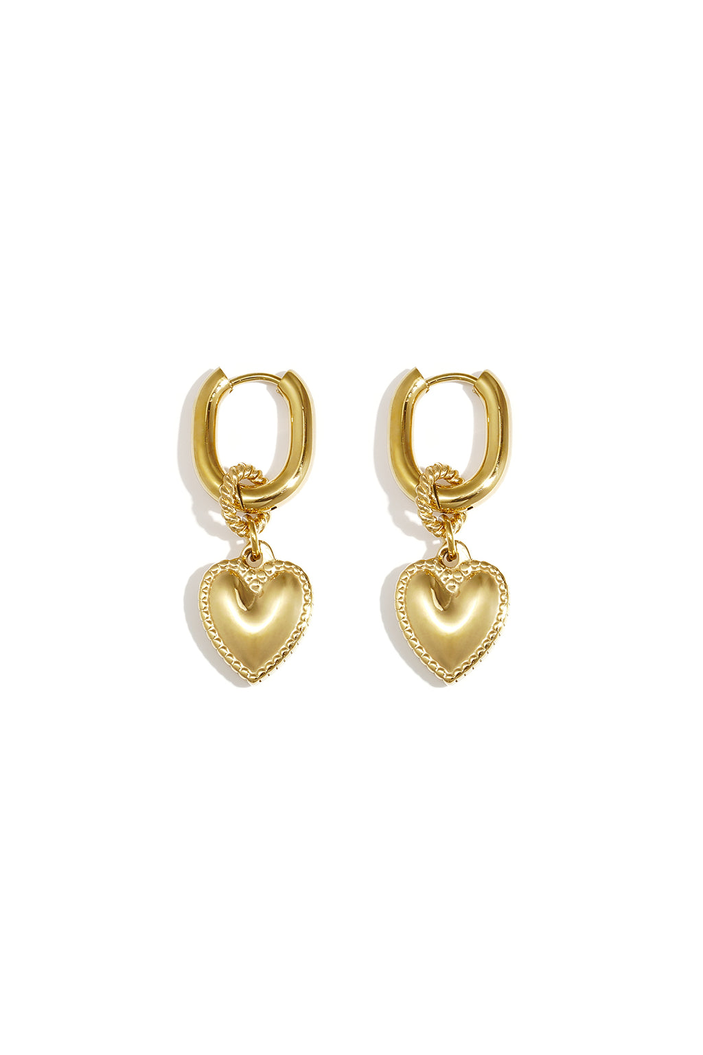 Pendientes colgantes de acero inoxidable con forma de corazón, serie Simple Simple, joyería para mujer