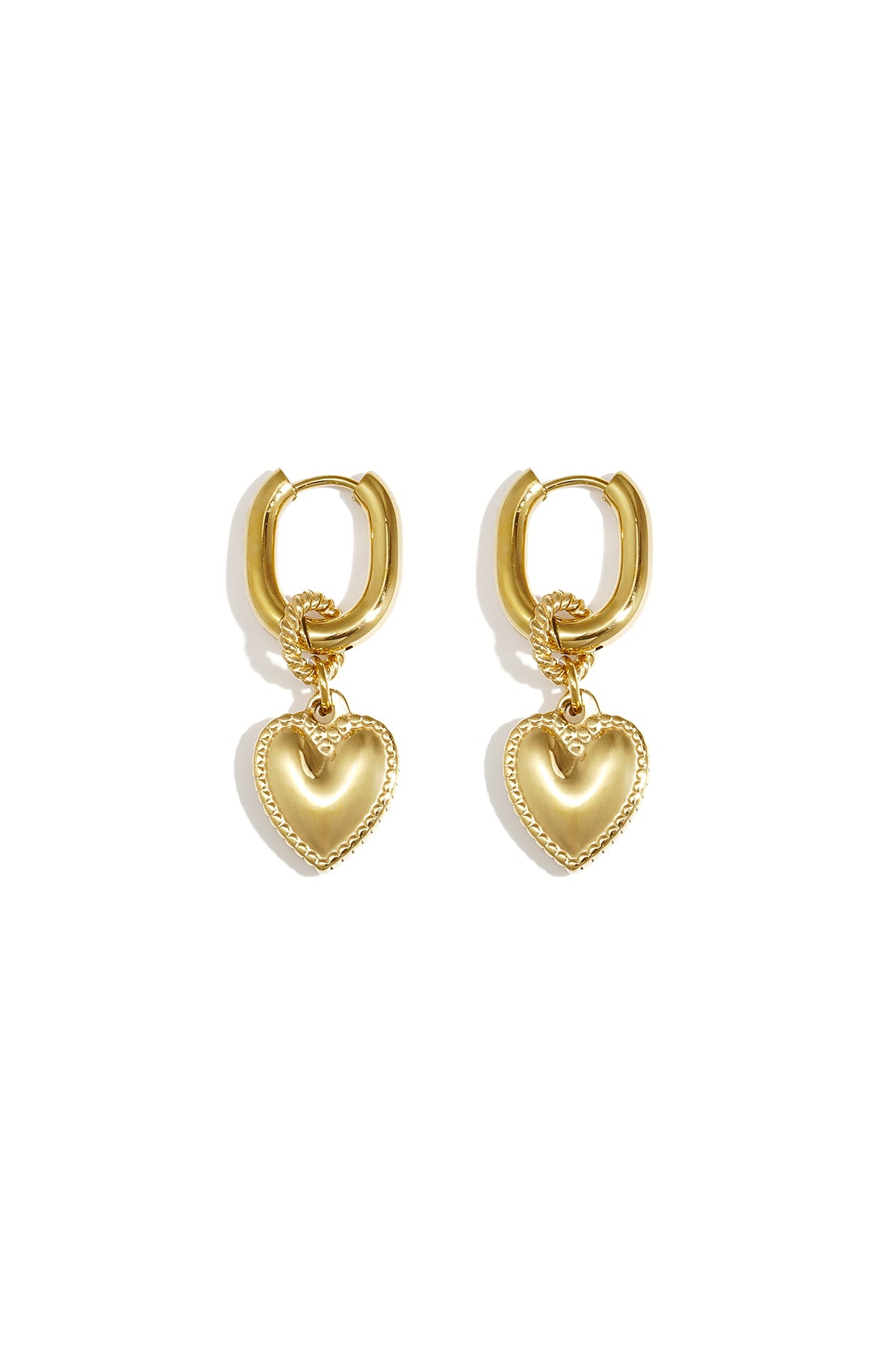 Pendientes colgantes de acero inoxidable con forma de corazón, serie Simple Simple, joyería para mujer