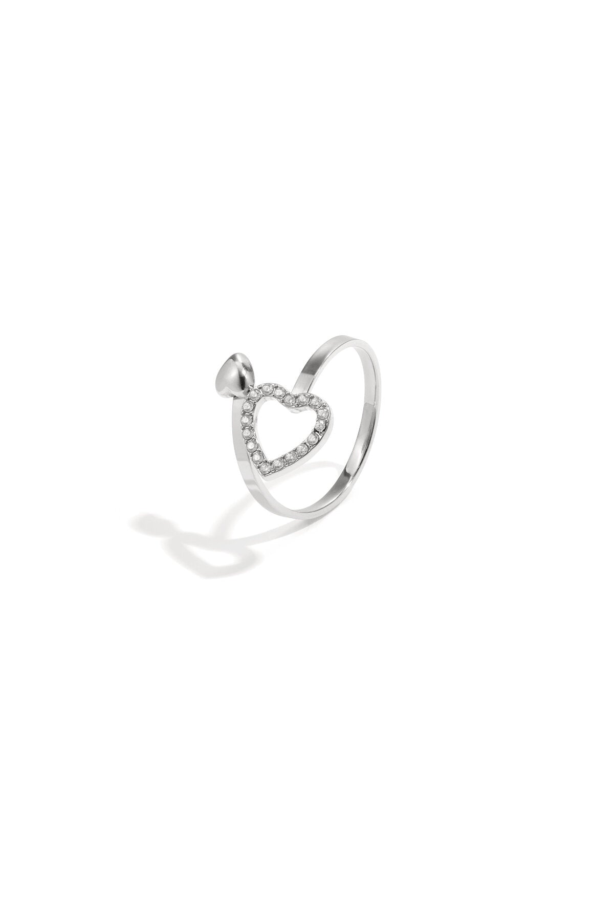 Elegant Minimalist Heart Ring - Adjustable Silver & Gold