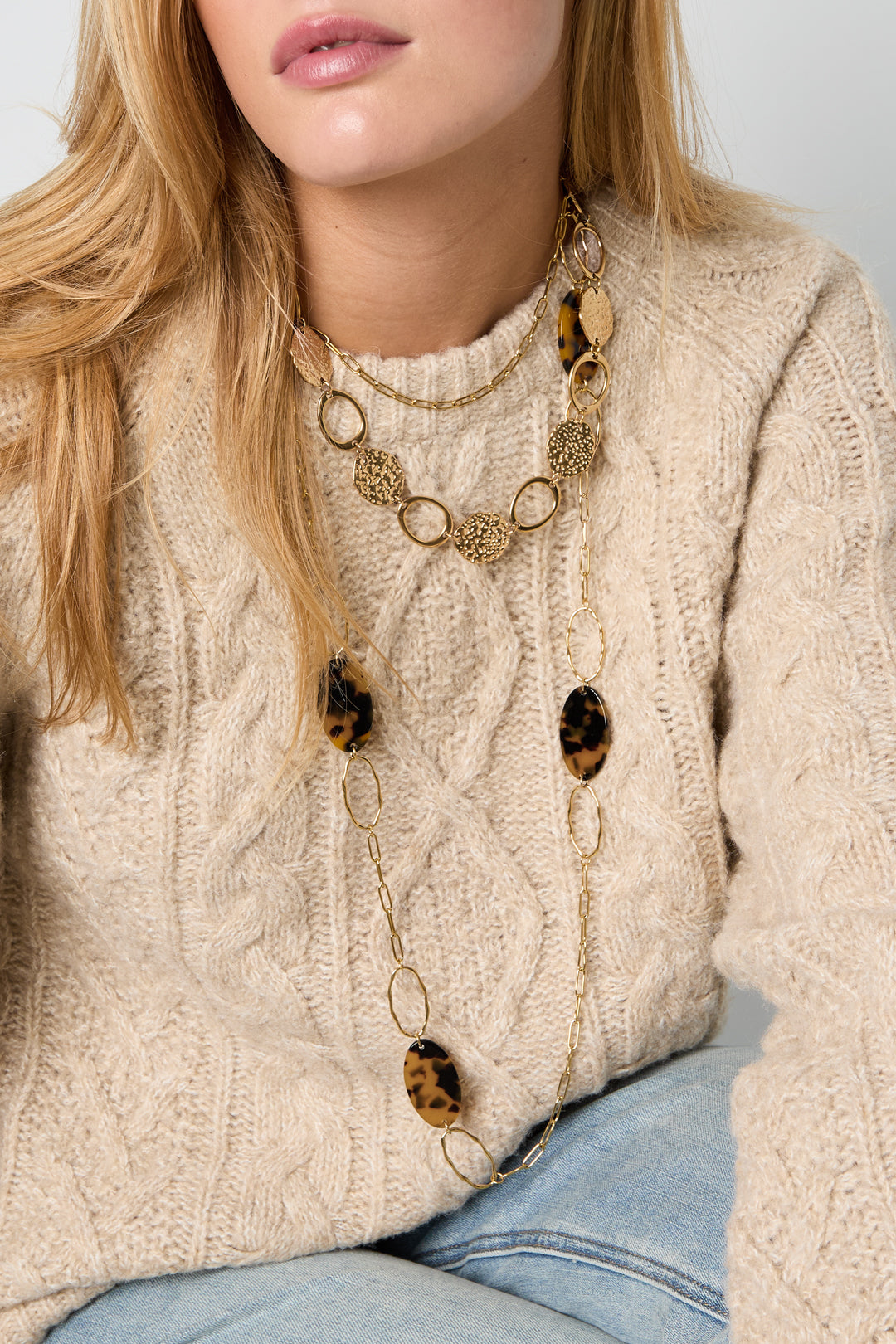 Collares largos de acero inoxidable con forma elíptica, estilo casual y sencillo para uso diario, joyería para mujer.