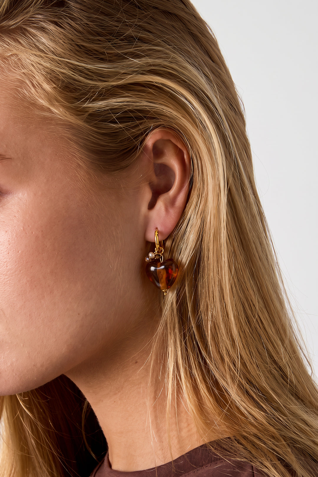 Pendientes de acero inoxidable con cuentas en forma de corazón, sencillos, de la serie Daily Simple. Joyería para mujer.