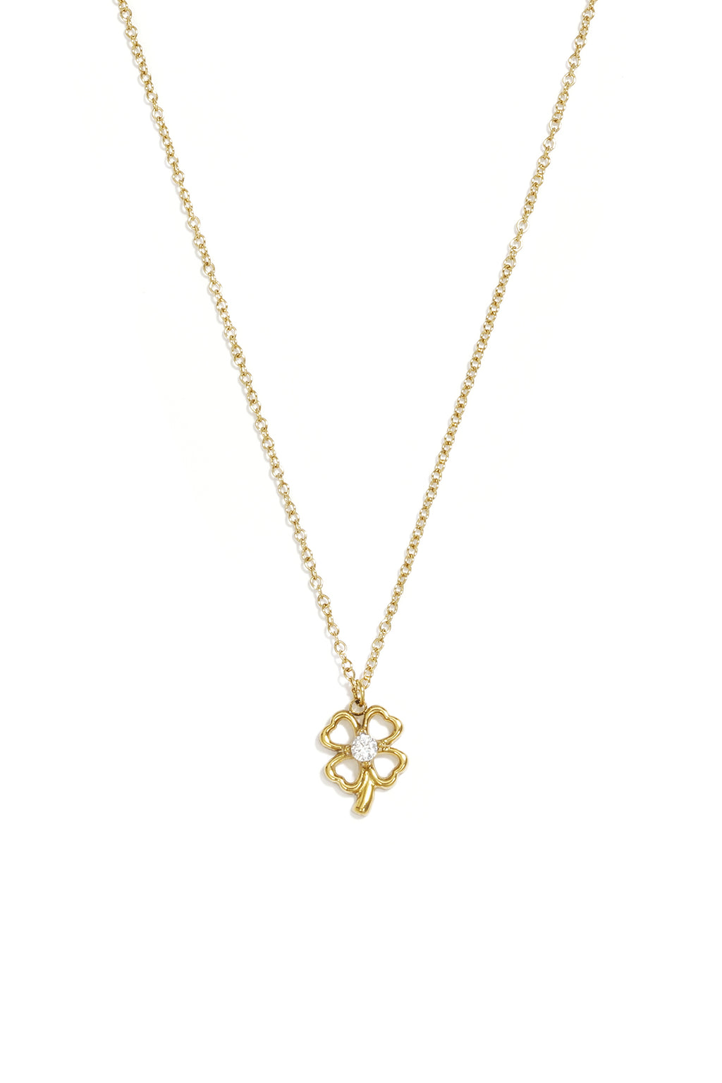 Collares con colgante de acero inoxidable chapado en oro de 14 quilates, serie Clover Casual Simple, joyería para mujer.