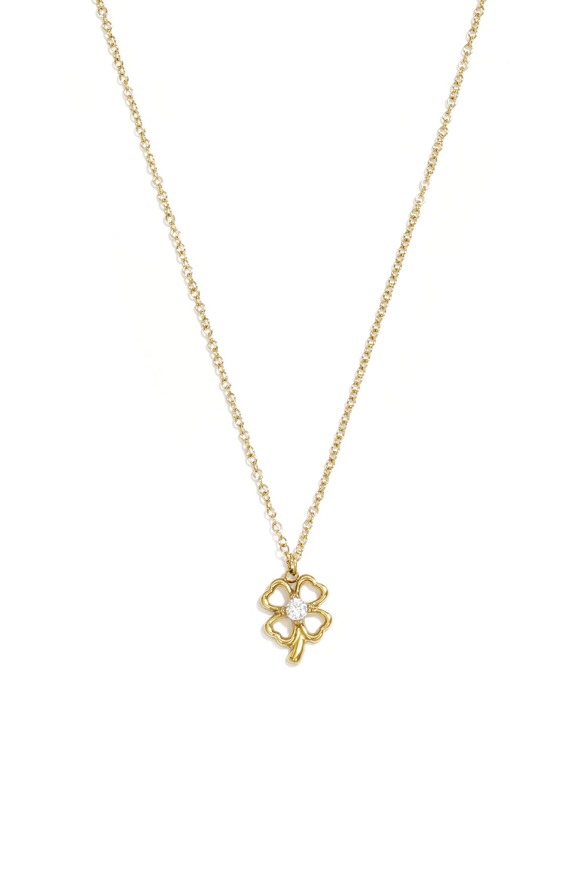 Collares con colgante de acero inoxidable chapado en oro de 14 quilates, serie Clover Casual Simple, joyería para mujer.