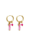 Stylish Pink & Green Bead Earrings for Summer