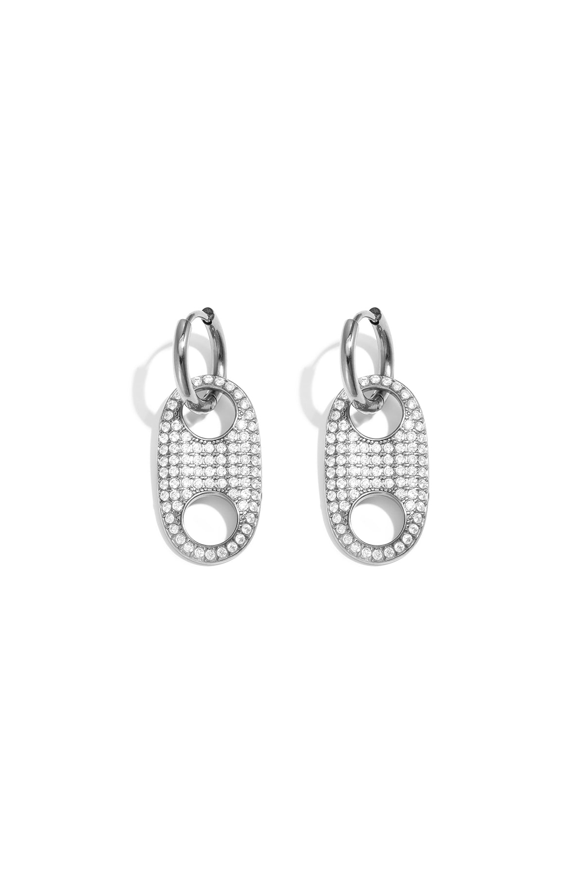 Pendientes colgantes de acero inoxidable con forma geométrica, sencillos para el día a día, de la serie Simple. Joyería para mujer.
