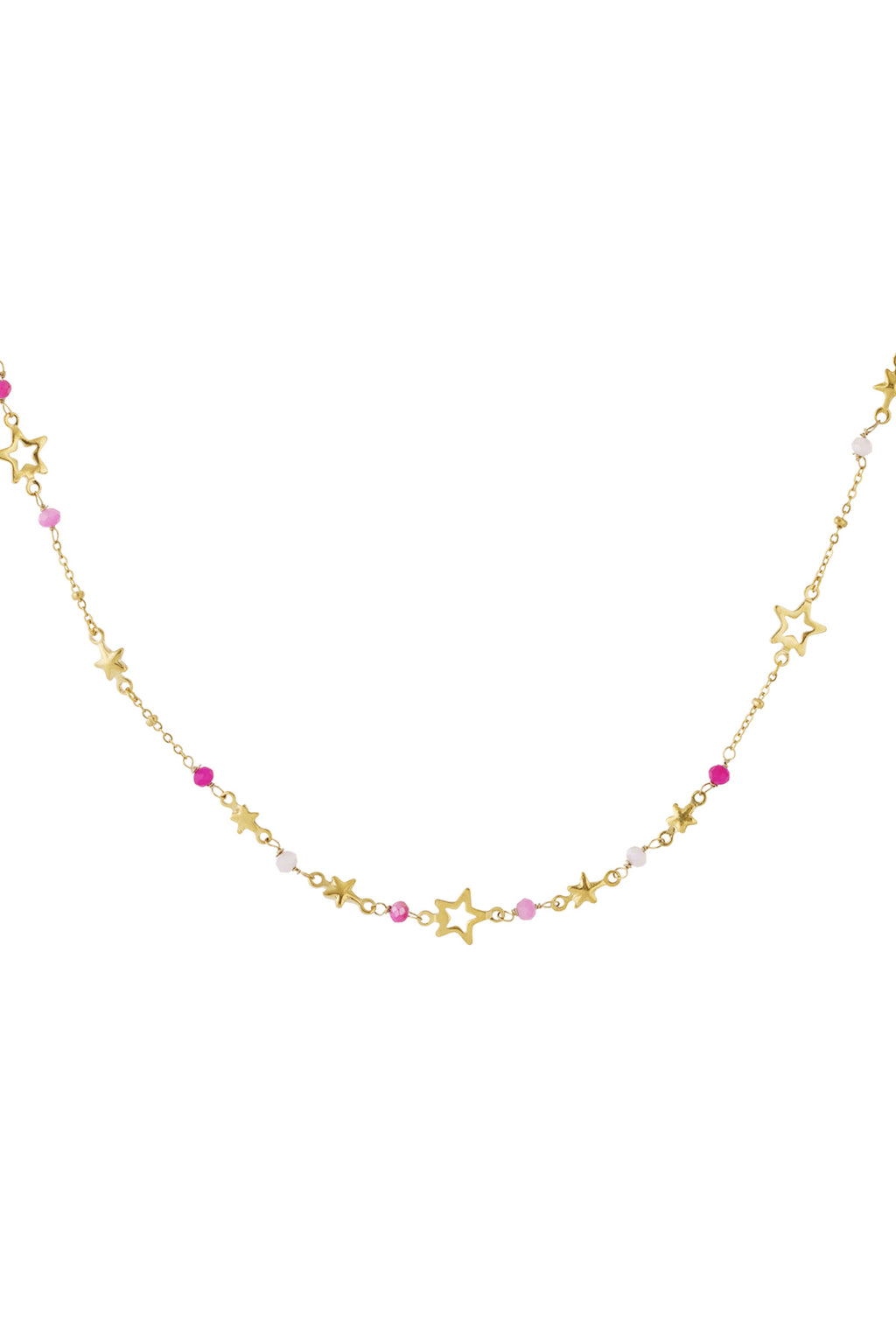 Stylish Pink & Green Star Chain Necklace for Women