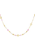 Stylish Pink & Green Star Chain Necklace for Women
