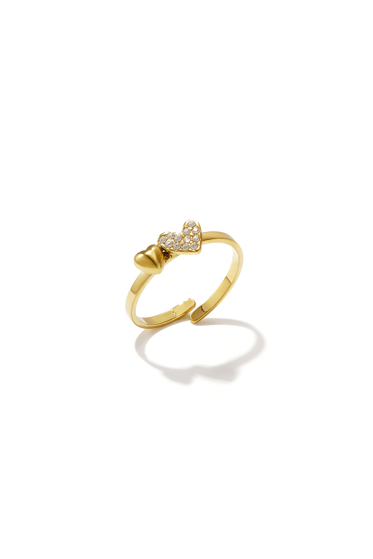Elegant Gold-Toned Adjustable Heart Ring