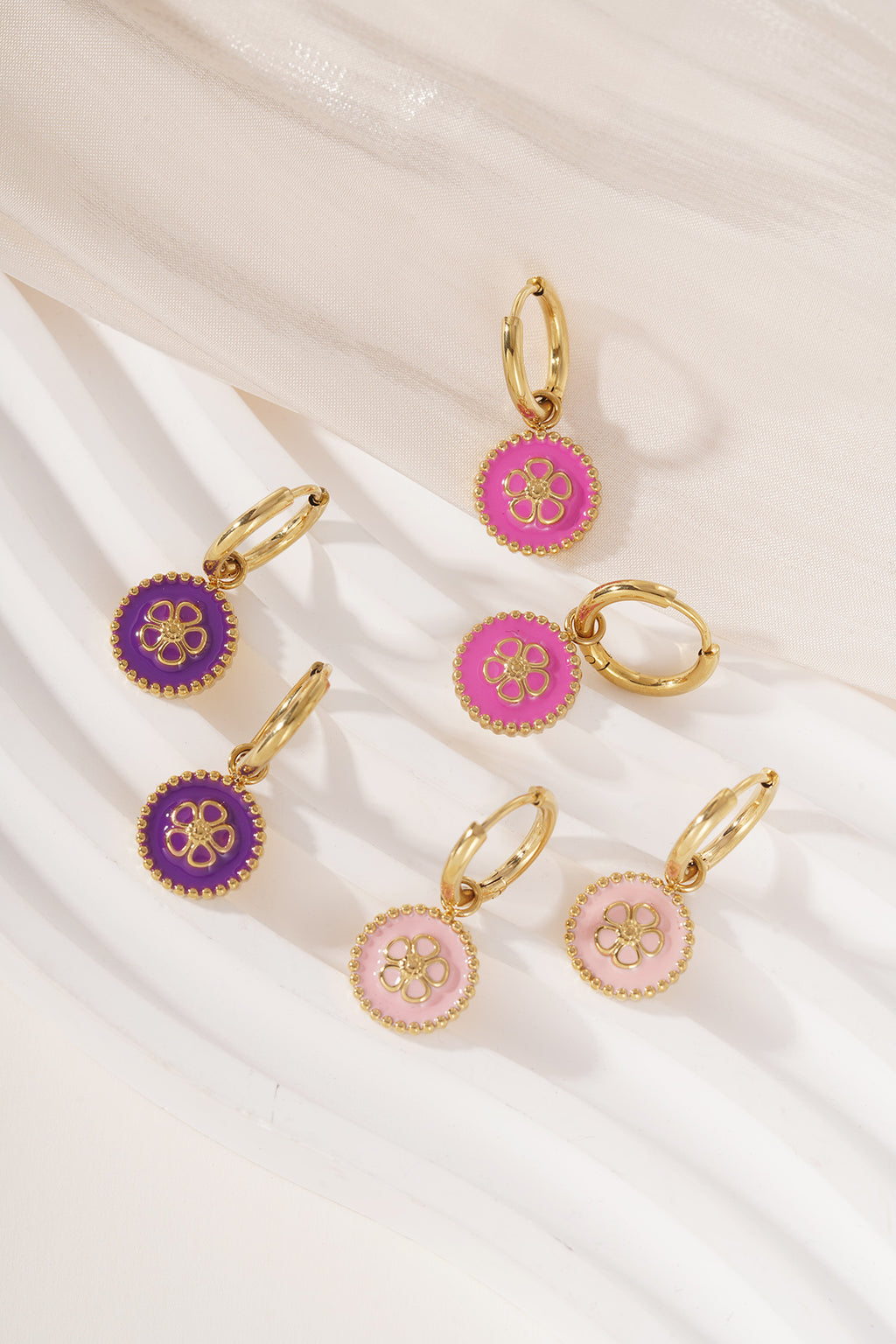 Stylish Stainless Steel Flower Drop Earrings for Spring