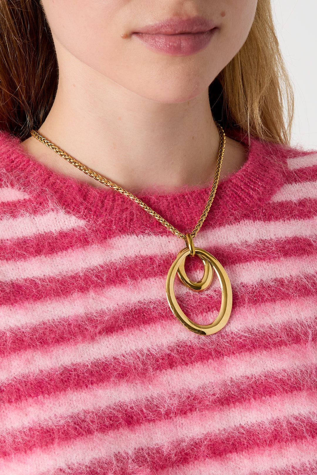 Collares colgantes de acero inoxidable, estilo circular, de la serie Casual Daily Simple, joyería para mujer.