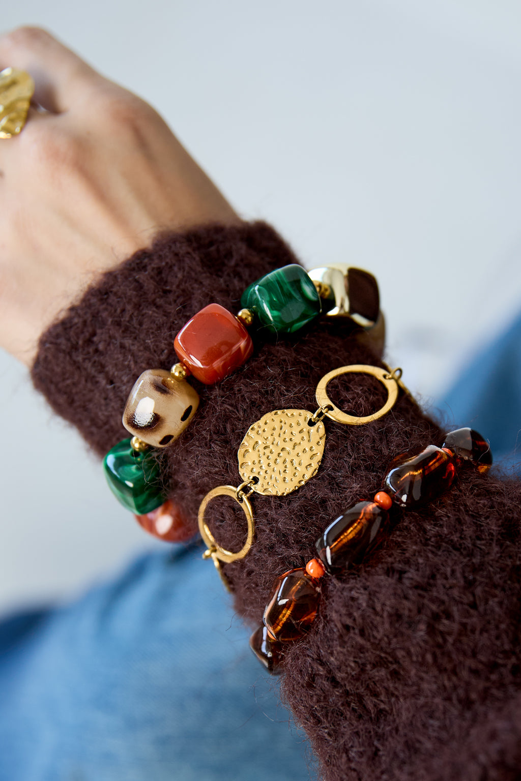 Pulseras de cuentas acrílicas, cuentas sencillas, serie sencilla diaria, joyería para mujer