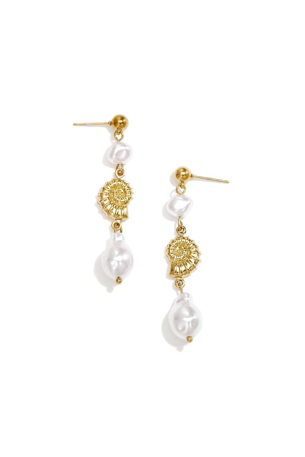 Pendientes colgantes de acero inoxidable con forma de concha, de la serie Simple Daily Simple, joyería para mujer.
