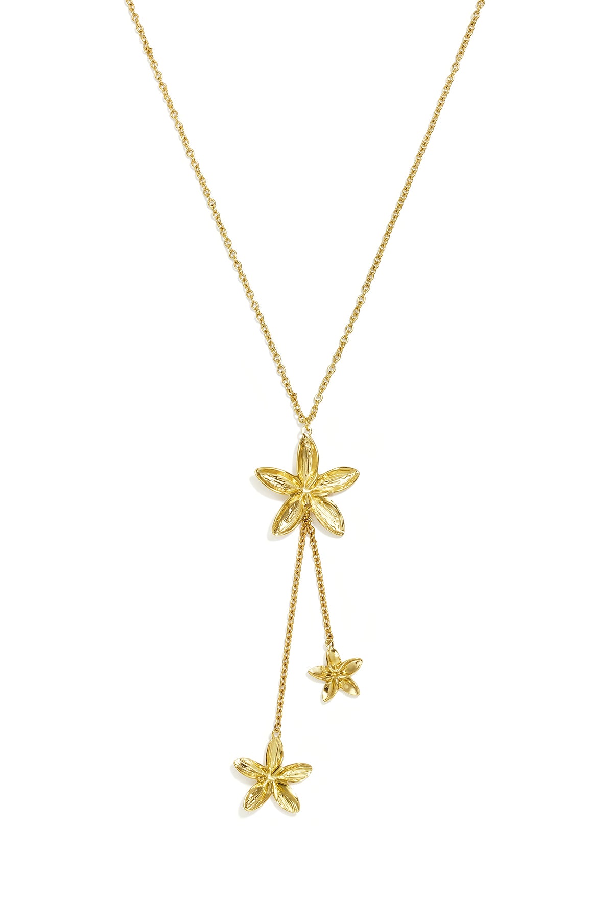 Collares largos de acero inoxidable con diseño floral, estilo casual y sencillo para uso diario. Joyería para mujer.