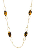 Collares largos de acero inoxidable con forma elíptica, estilo casual y sencillo para uso diario, joyería para mujer.