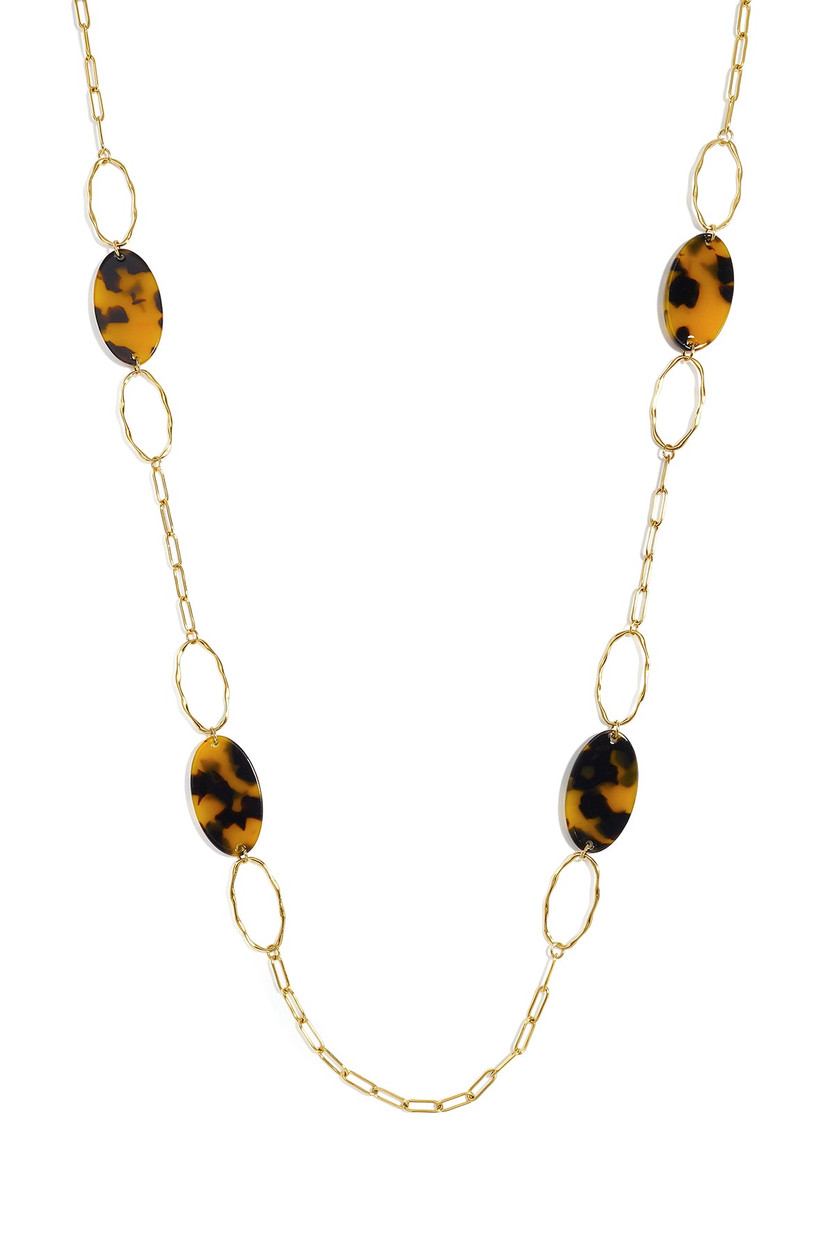 Collares largos de acero inoxidable con forma elíptica, estilo casual y sencillo para uso diario, joyería para mujer.