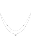Elegant Heart Layered Necklace in Silver & Gold