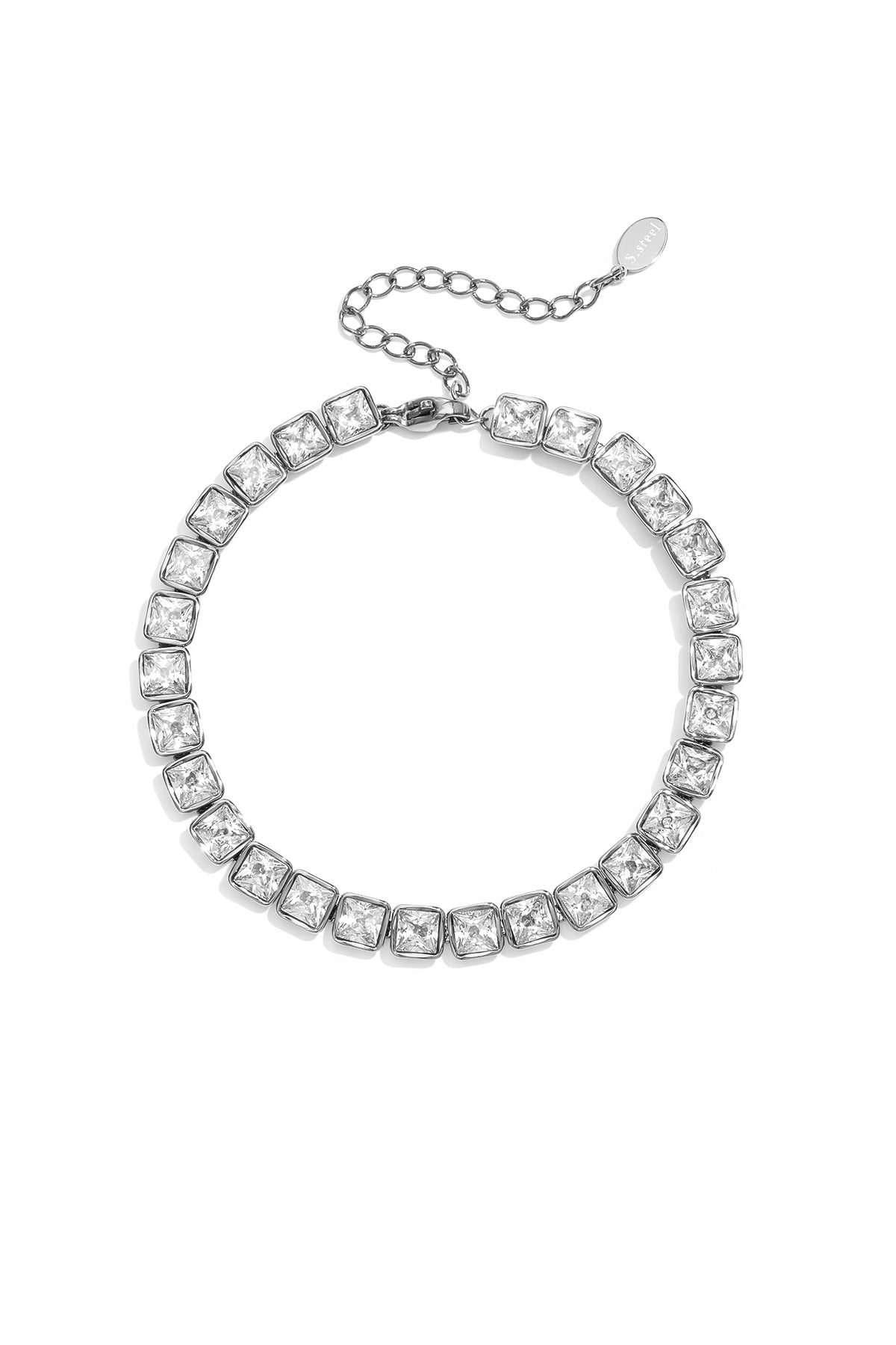 Pulseras de acero inoxidable con cuentas, forma rectangular, estilo sencillo, para uso diario, serie Simple, joyería para mujer.