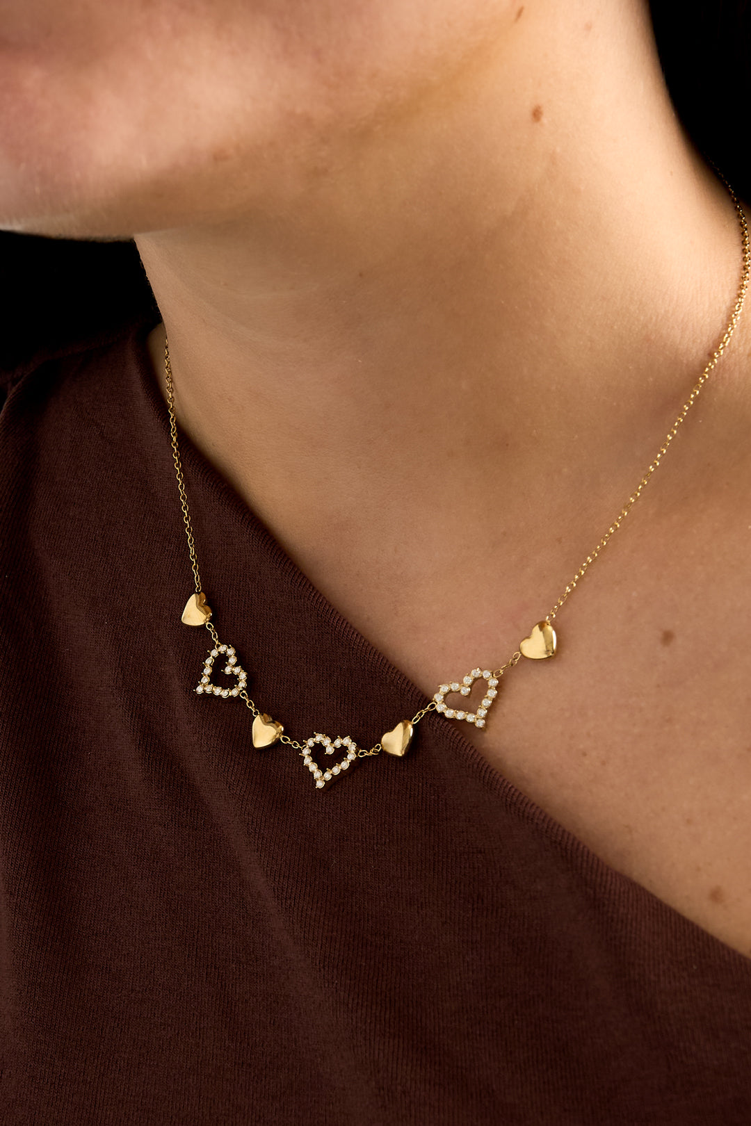 Collares con colgante de acero inoxidable, diseño de corazón, sencillos, de la serie Daily Simple para mujer.